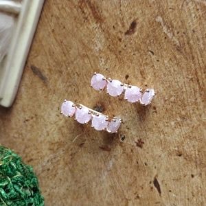 Frosted Pink Sapphire Gold drop earrings